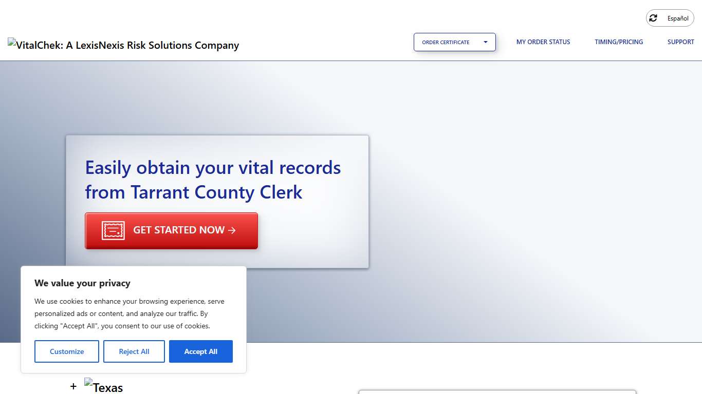 Tarrant County Clerk (TX) Order Certificates - VitalChek